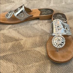 Jack Rogers silver flip flops